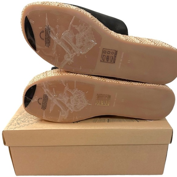Free People Bohemian Harbor Raffia Flatform Sandals Black 11 Platform Chunky - Picture 13 of 16
